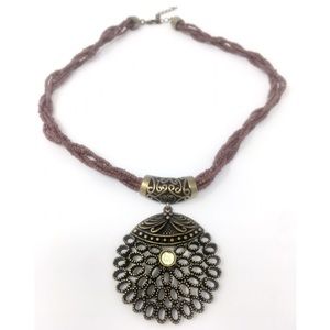 Vintage Necklace Beaded Statement Pendant
